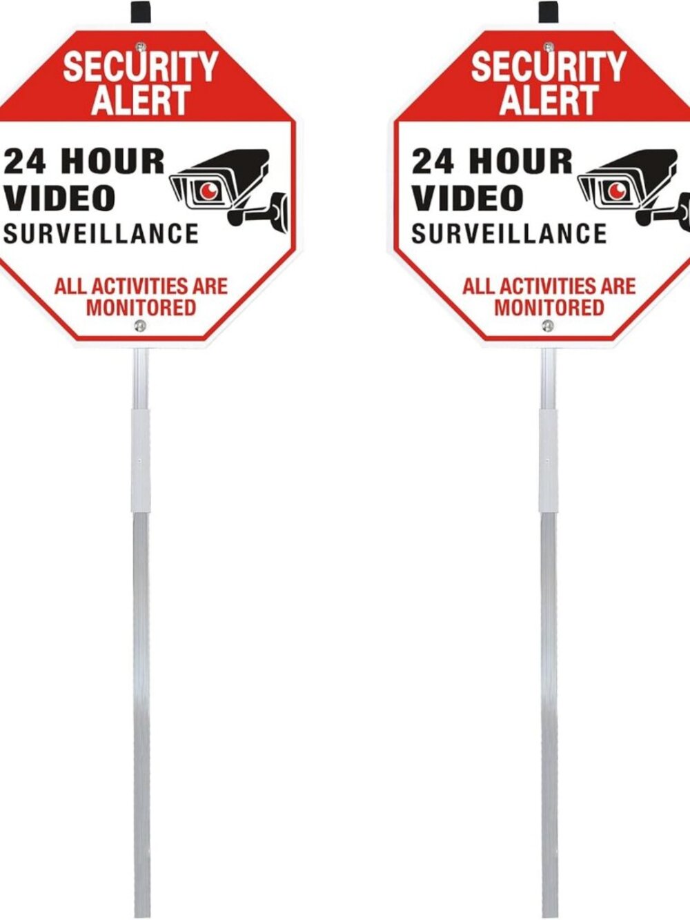 24-Hour Video Surveillance Yard Sign - Rustproof Reflective Metal, Outdoor CCTV
